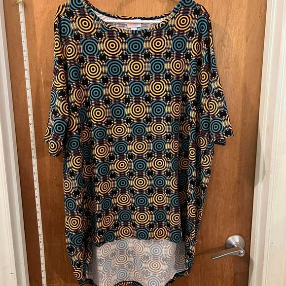 🐻Size L - LulaRoe - Blue and Orange Half Sleeve Pullover - Picture 1 of 6